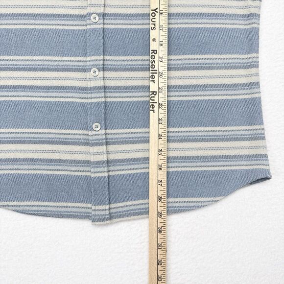 Sperry Flannel Button Down Shirt Mens Large Blue White Striped Preppy Coastal - Picture 10 of 10
